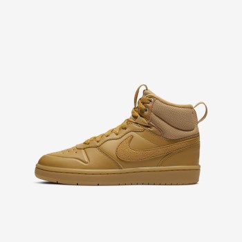 Nike Court Borough Mid 2 Boot - Nagyobb Gyerek Utcai Cipő - Barna/Barna/Barna